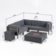 preview thumbnail 11 of 18, Oana Outdoor 7-Piece V-Shaped Acacia Wood Sectional Sofa Set with Fire Pit by Christopher Knight Home