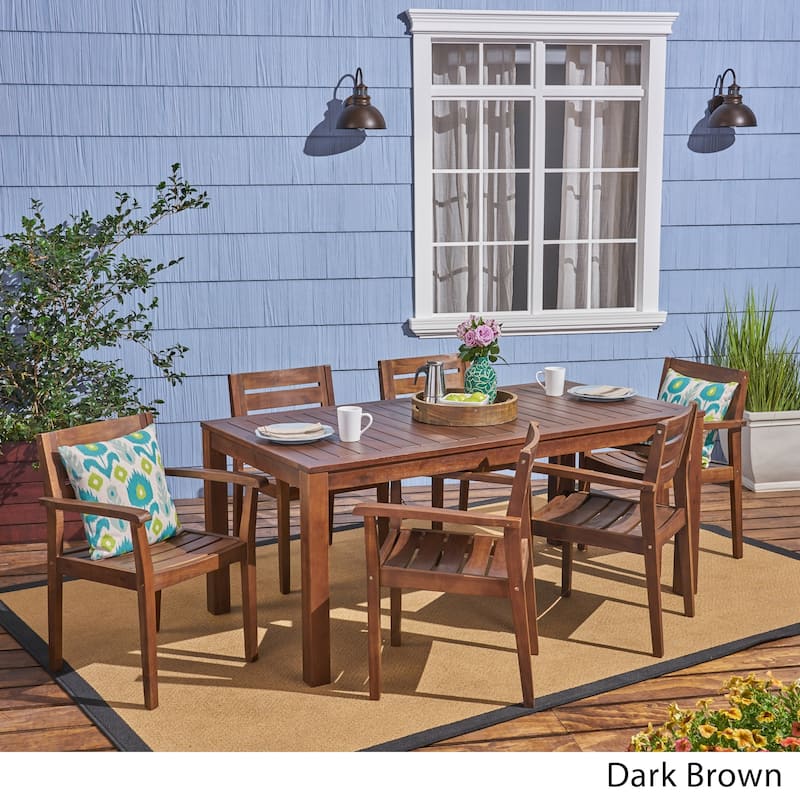 Magnolia Outdoor Rustic Acacia Wood 7 Piece Dining Set by Christopher Knight Home
