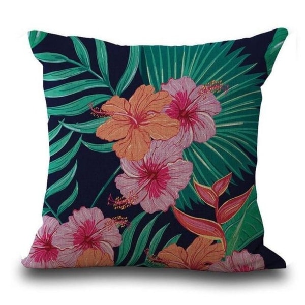 Butterfly Flower Tropical Leaves Print Cushion Cover 21301862-476