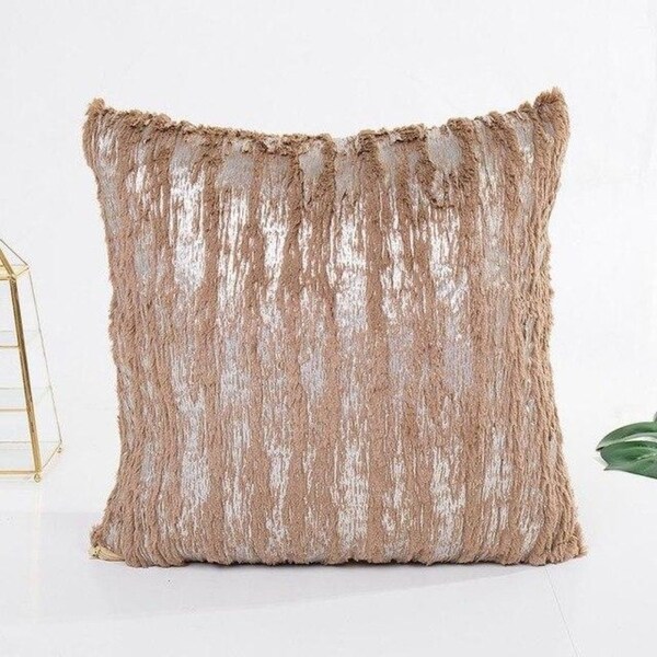 Solid Plush Pillow cover Hidden Zipper Pillowcase 21298624-294