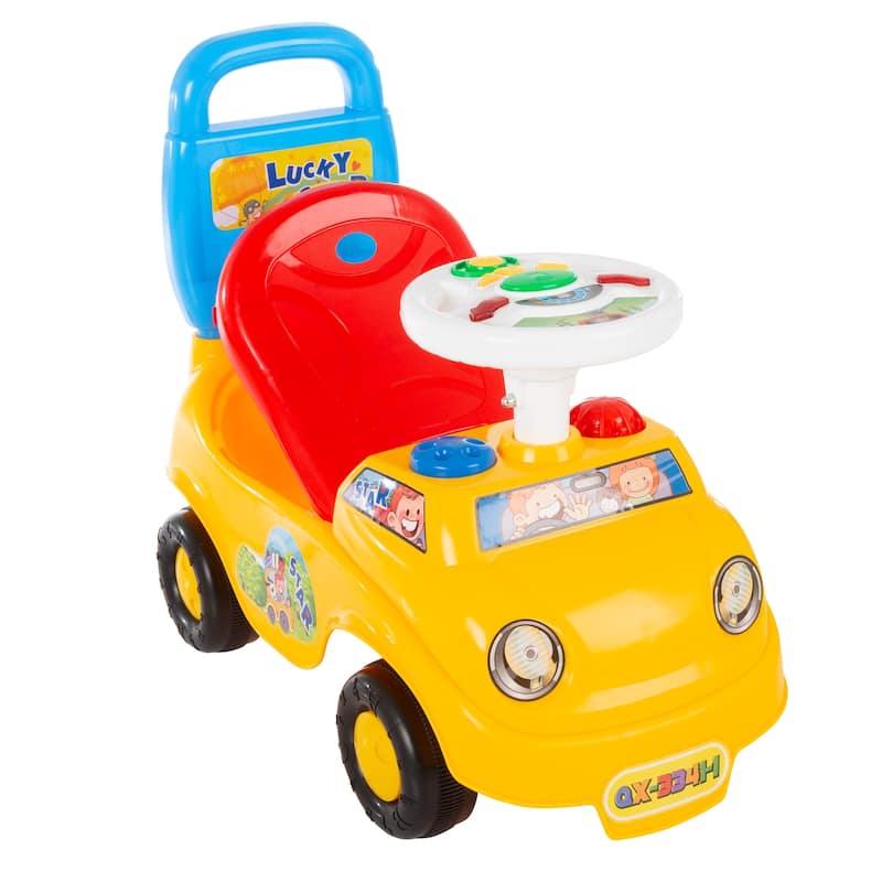 Ride On Activity Car- with Steering Wheel, Lights, Sounds, Music for Babies, Toddlers Learning to Walk by Lil' Rider - White