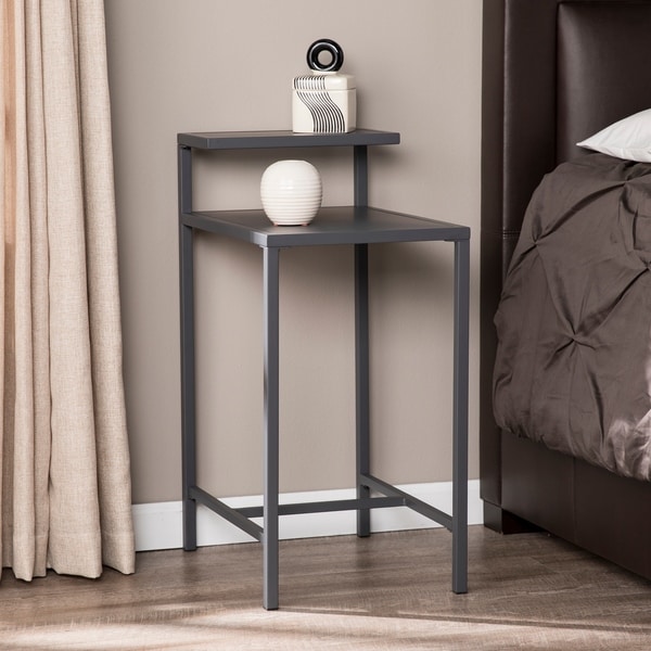 Porch & Den Brant Grey Metal Nightstand