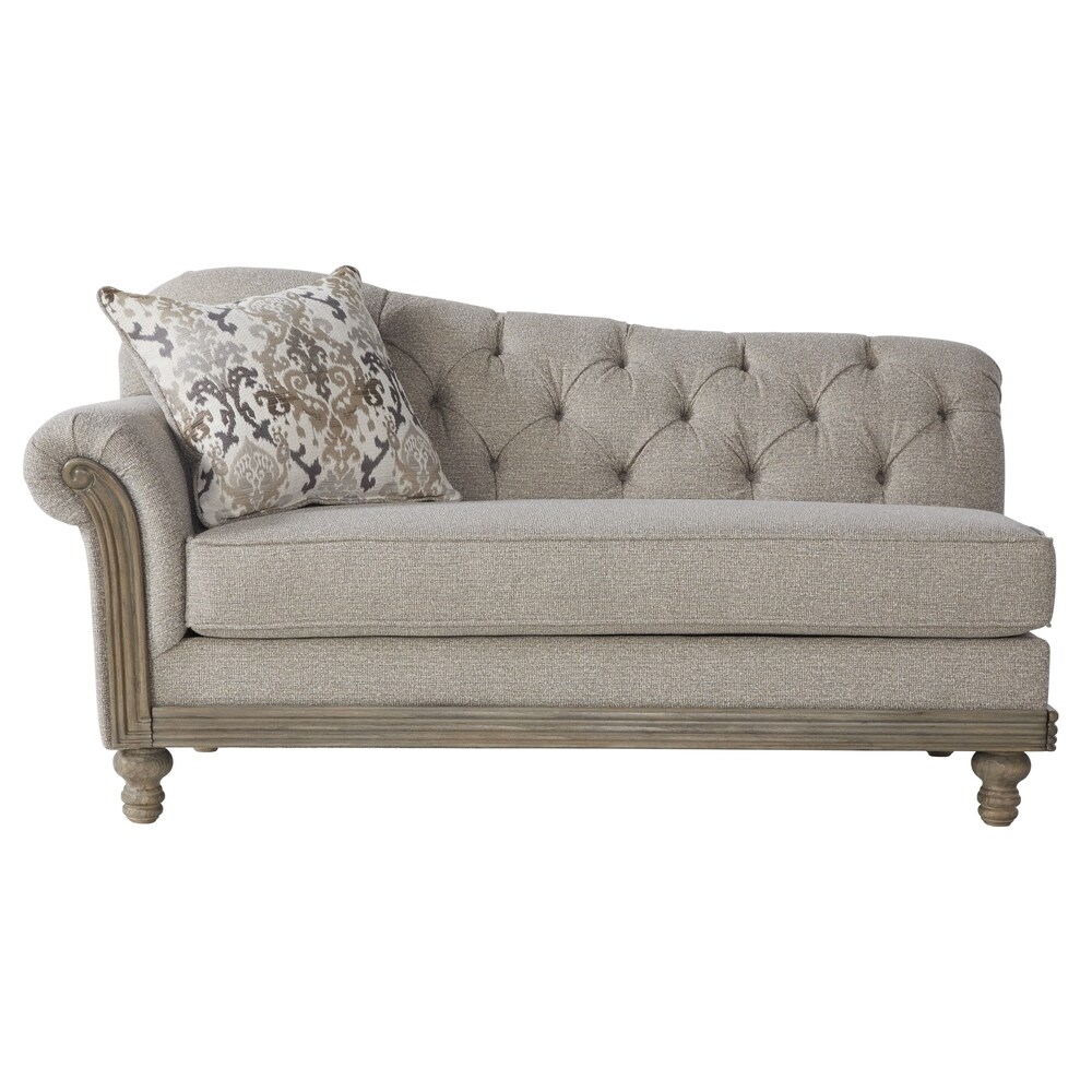 Overstock Metropolitan Fabric Tufted Chaise in Sandstone with Pillows (Grey)