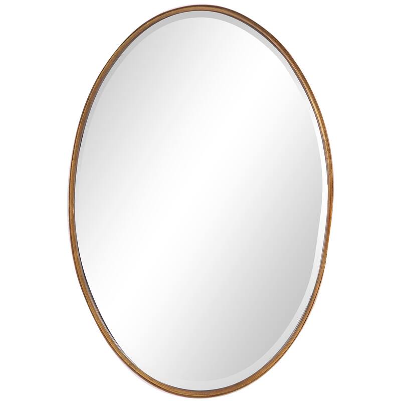 The Gray Barn Wilset Gold Leaf Finish Oval Wall Mirror - 24x35x2