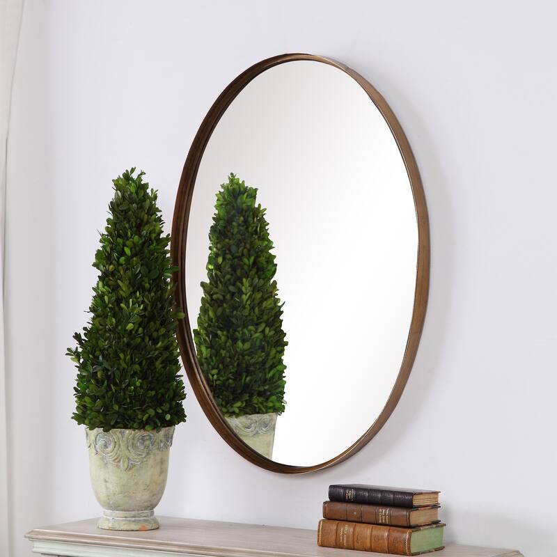 The Gray Barn Wilset Gold Leaf Finish Oval Wall Mirror - 24x35x2