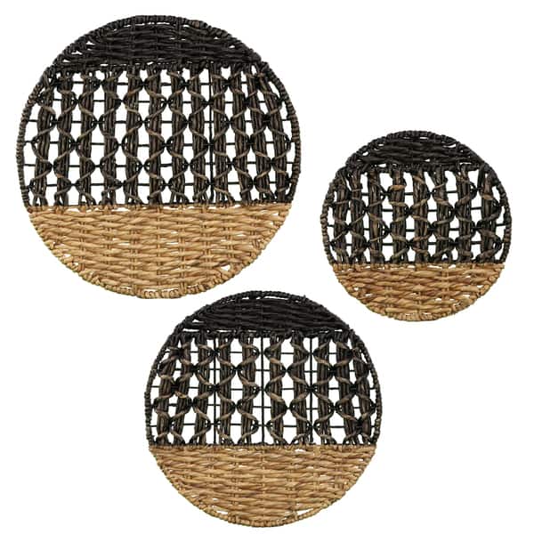 The Curated Nomad Terraza 2 Tone Woven Water Hyacinth Wall Woven Water Hyacinth Wall