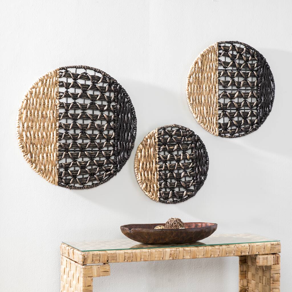 SEI Furniture Terraza 2-tone Woven Water Hyacinth Wall Decor (Set of 3)