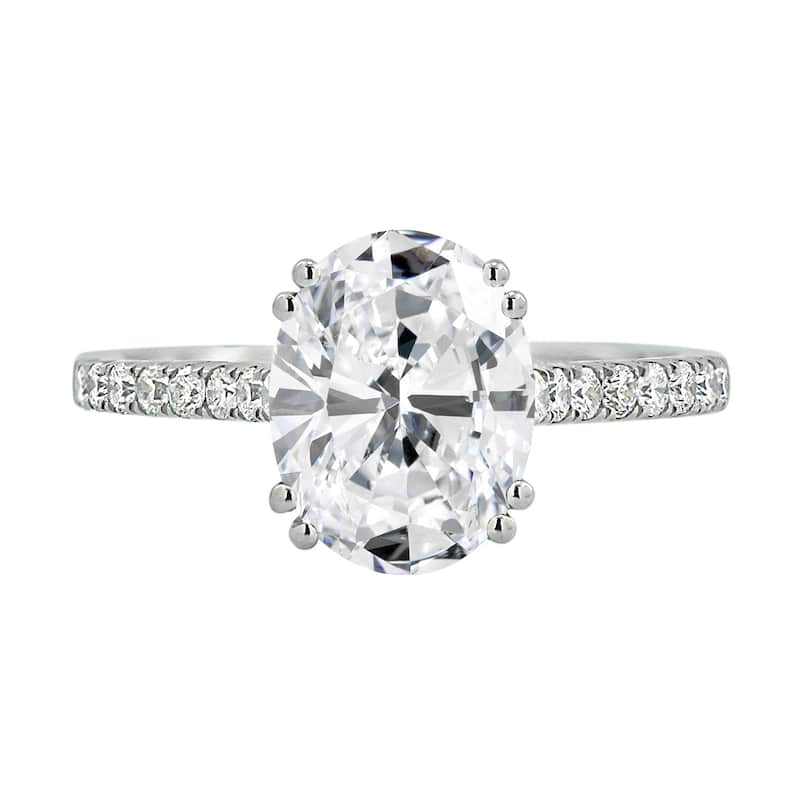 Auriya 14k Gold 2 1/4ct Oval Moissanite and Diamond Engagement Ring 1/4cttw