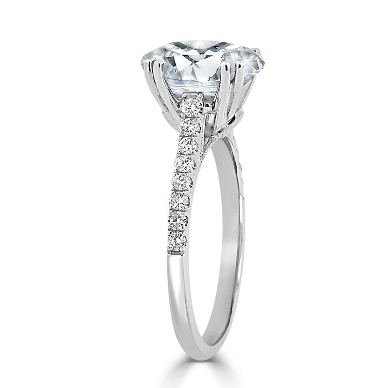 Auriya 14k Gold 2 1/4ct Oval Moissanite and Diamond Engagement Ring 1/4cttw