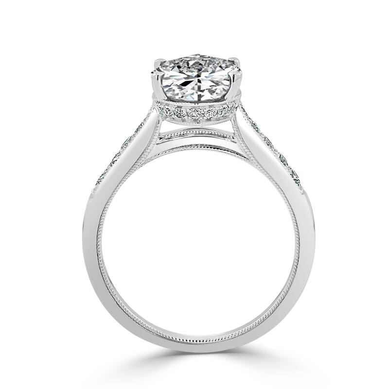 Auriya 14k Gold 2 1/4ctw Vintage Oval Moissanite and Diamond Engagement Ring 1/4ctw