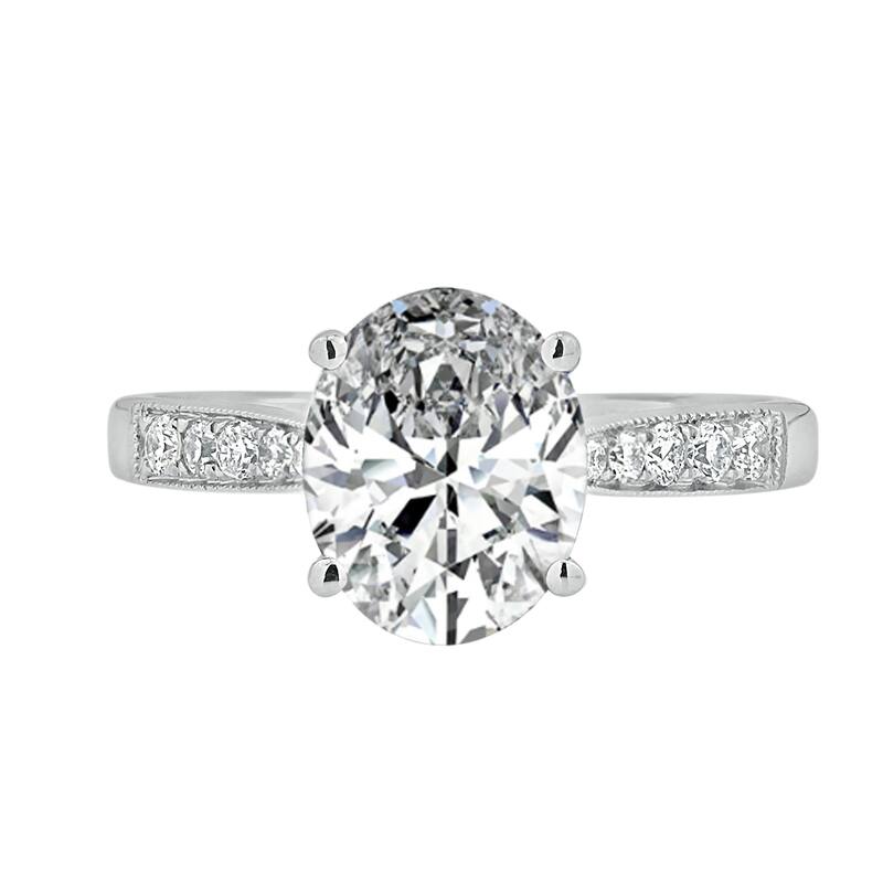 Auriya 14k Gold 2 1/4ctw Vintage Oval Moissanite and Diamond Engagement Ring 1/4ctw