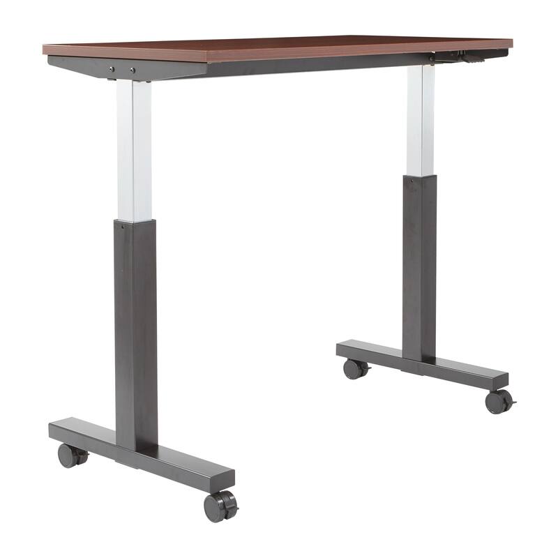 4 ft. Pneumatic Height Adjustable Table - Mahogany/Black