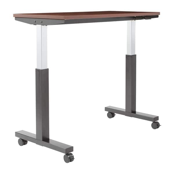 slide 7 of 13, 4 ft. Pneumatic Height Adjustable Table Mahogany/Black