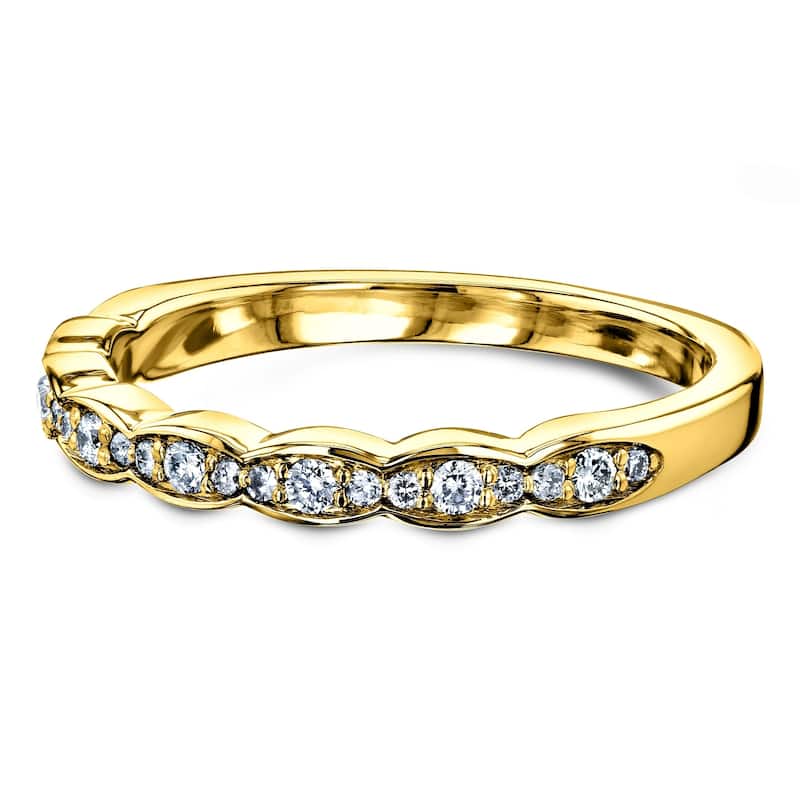 Annello by Kobelli 14k Gold 1/6 Carat TDW Diamond Antique Wavy Wedding Band