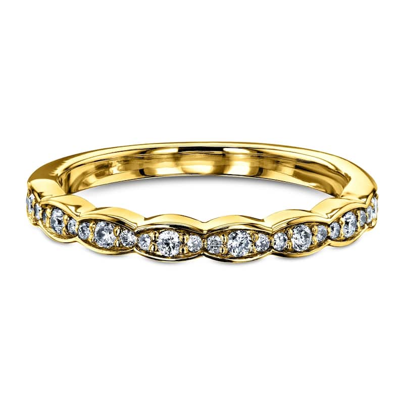 Annello by Kobelli 14k Gold 1/6 Carat TDW Diamond Antique Wavy Wedding Band
