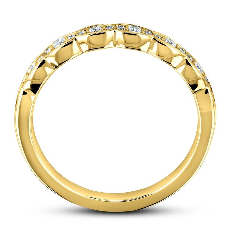 Annello by Kobelli 14k Gold 1/6 Carat TDW Diamond Antique Wavy Wedding Band