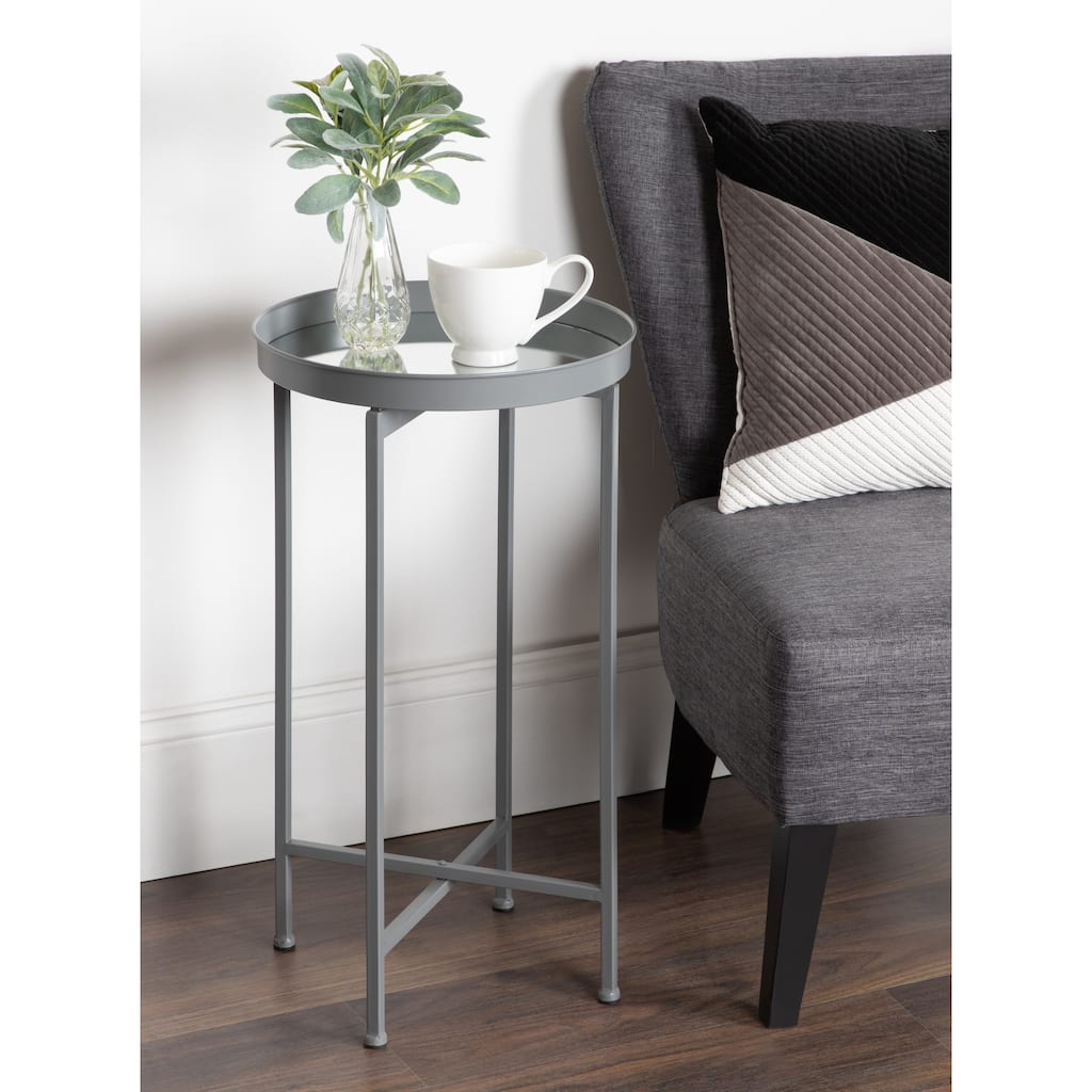 Kate and Laurel Celia Round Metal Foldable Tray Accent Table
