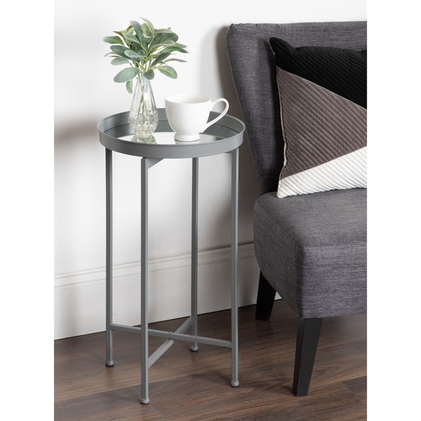 Kate and laurel celia round deals metal foldable tray accent table