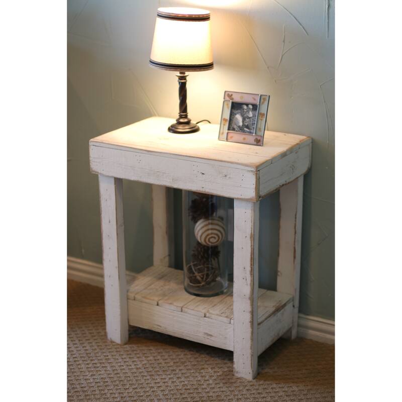 Rustic End Table - White