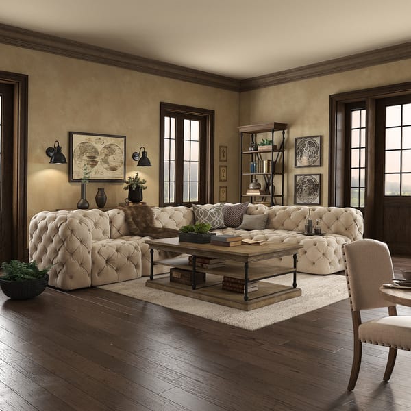 slide 1 of 5, Knightsbridge II Tufted Beige Single Arm L-shape Modular Sectional by iNSPIRE Q Artisan