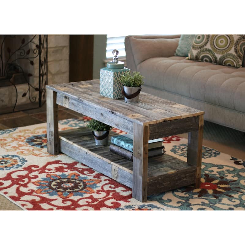 Original Handmade Reclaimed Wood Farmhouse Coffee Table - Brown