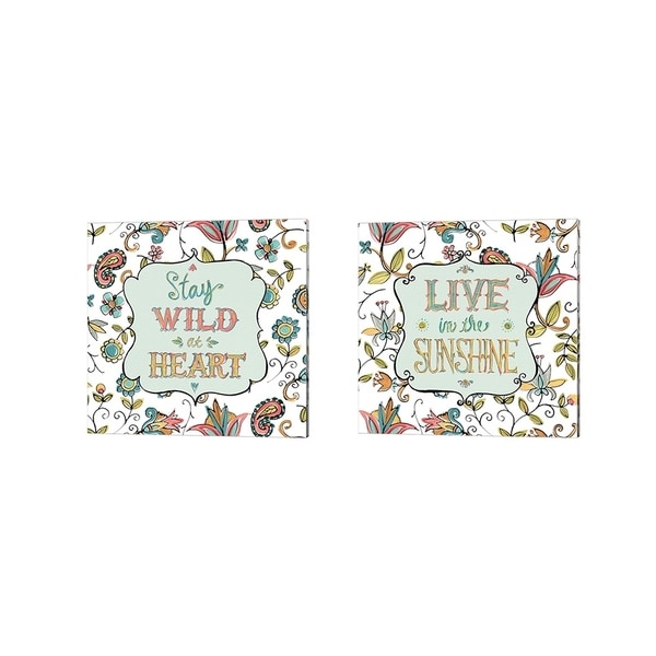 Anne Tavoletti 'Peace and Paisley on White' Canvas Art (Set of 2)