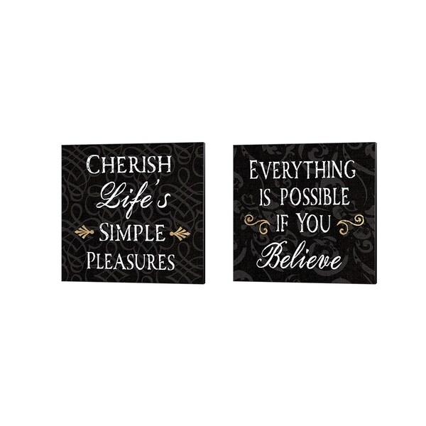 Porch & Den Kahneeta Daphne Brissonnet 'Inspirational Collage on Black' Canvas Art (Set of 2)