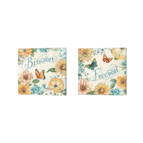 Daphne Brissonnet 'Butterfly Bloom' Canvas Art (Set of 2)