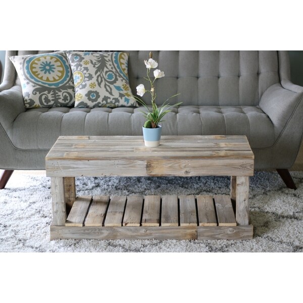 Shop Rustic Weathered Reclaimed Wood Slatted Bottom Coffee