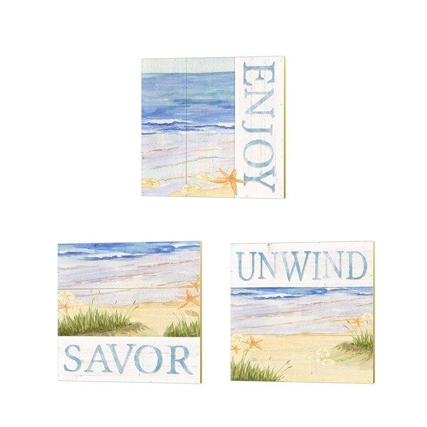 Tara Reed 'Savor the Sea' Canvas Art (Set of 3)