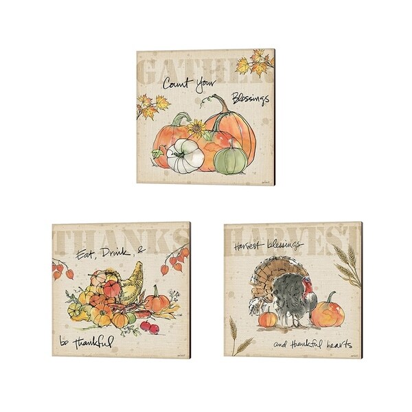 Anne Tavoletti 'Be Thankful' Canvas Art (Set of 3)