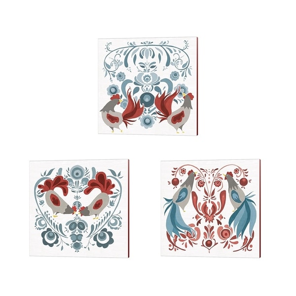 Wild Apple Portfolio 'Americana Roosters' Canvas Art (Set of 3)