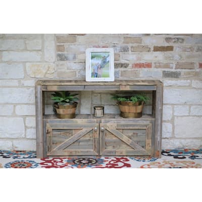 Natural Media Console with Doors