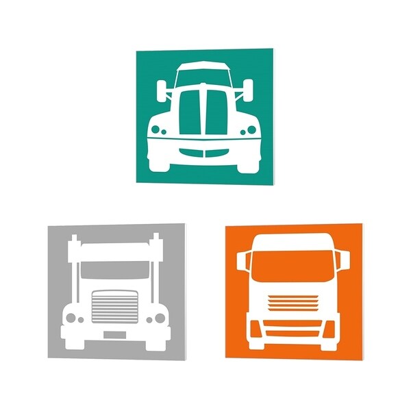 Color Me Happy 'Front View Trucks Set I' Canvas Art (Set of 3)