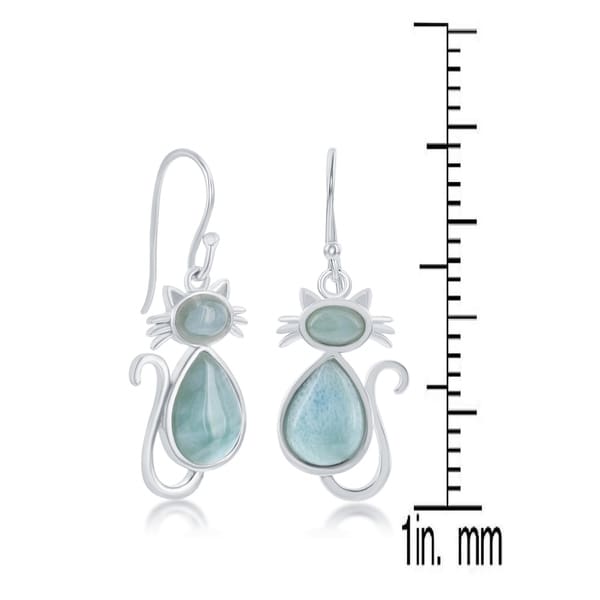 Gift for Her 925 Sterling Silver Gemstone Cushion Stud Earrings Blue Cats Eye, Silver