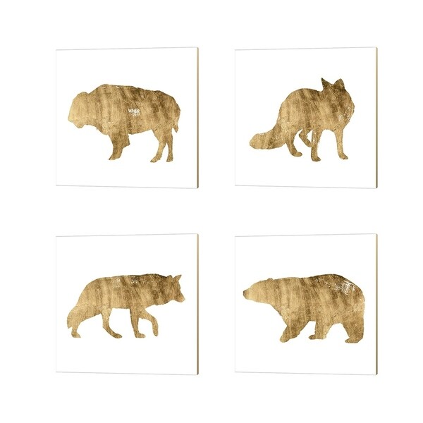 Grace Popp 'Brushed Gold Animals' Canvas Art (Set of 4)