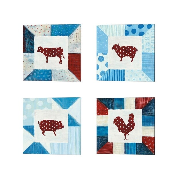 Melissa Averinos 'Modern Americana Farm Quilt' Canvas Art (Set of 4)