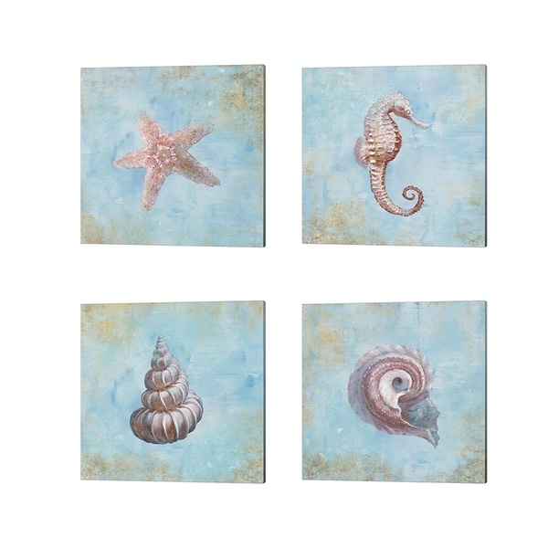 Danhui Nai 'Treasures from the Sea Watercolor' Canvas Art (Set of 4)