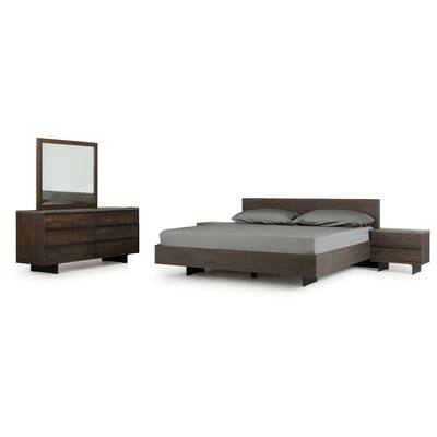 Modrest Selma Modern Dark Aged Oak & Concrete Bedroom Set