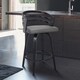 preview thumbnail 1 of 7, Carbon Loft Evan Swivel Bar Stool in Black Brush Wood and Grey Faux Leather Bar height