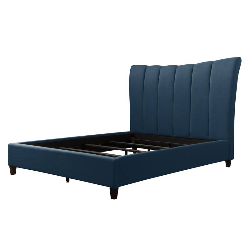 Silver Orchid Garvin Vertical Channel-tufted Fabric Queen Bed Frame