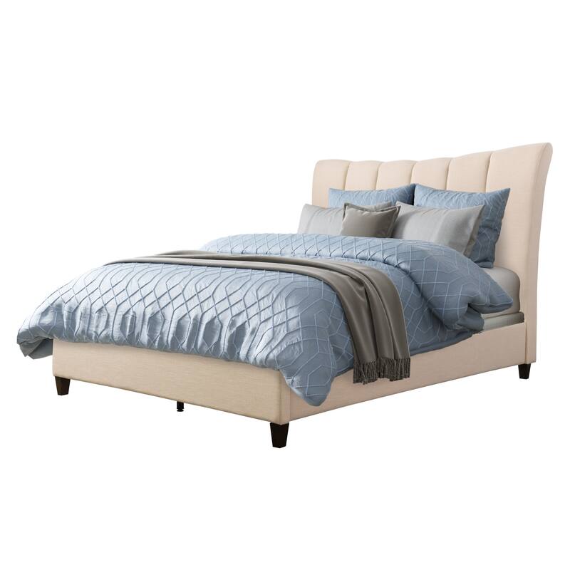 Silver Orchid Garvin Vertical Channel-tufted Fabric Queen Bed Frame