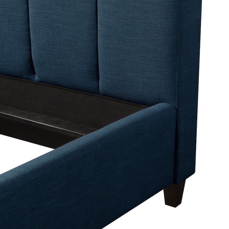 Silver Orchid Garvin Vertical Channel-tufted Fabric Queen Bed Frame
