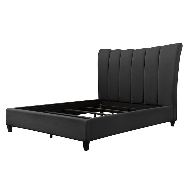 Silver Orchid Garvin Vertical Channel-tufted Fabric Queen Bed Frame