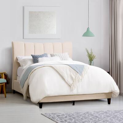 Silver Orchid Garvin Vertical Channel-tufted Fabric Queen Bed Frame