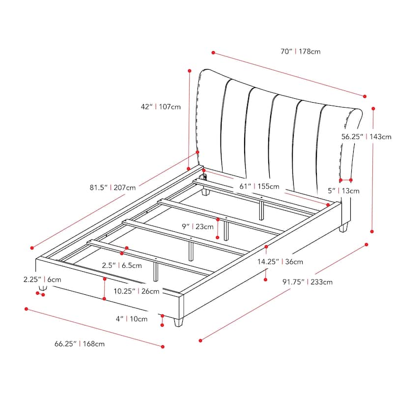 Silver Orchid Garvin Vertical Channel-tufted Fabric Queen Bed Frame