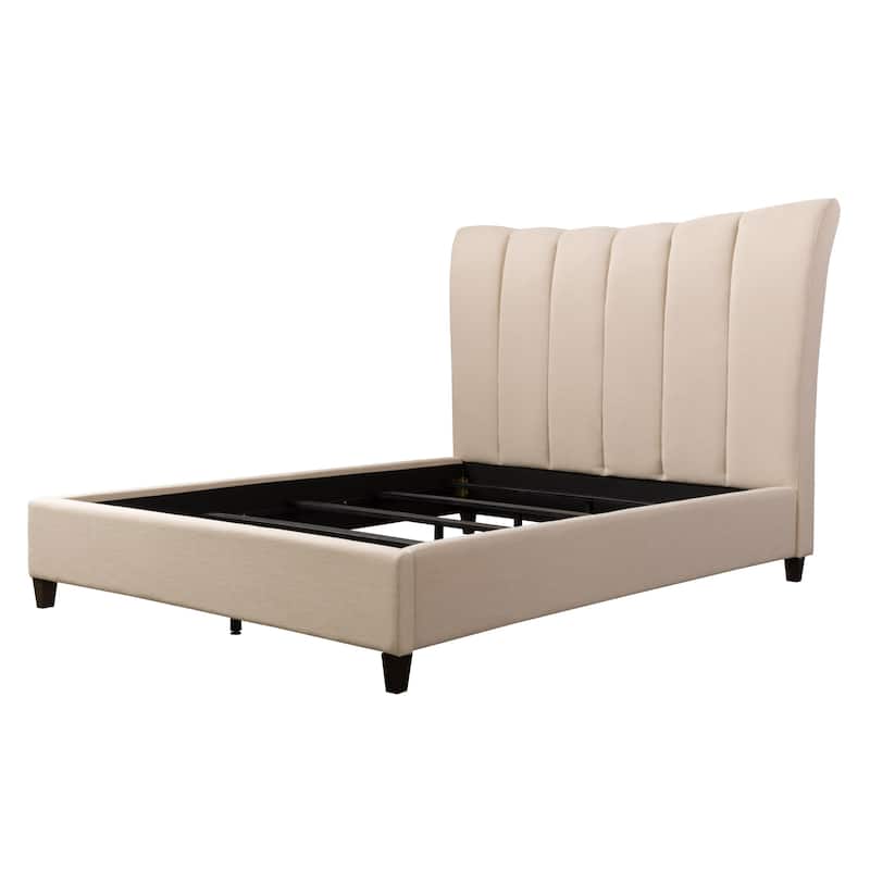 Silver Orchid Garvin Vertical Channel-tufted Fabric Queen Bed Frame