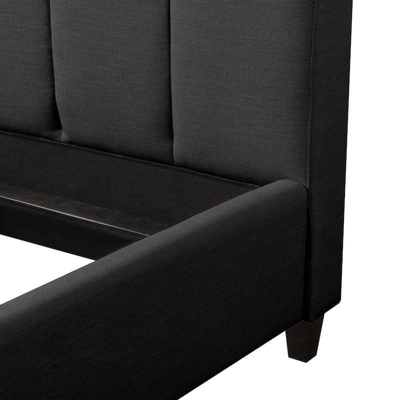 Silver Orchid Garvin Vertical Channel-tufted Fabric Queen Bed Frame