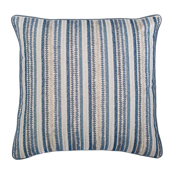 Carson Stripe Hand Beaded Cotton Pillow