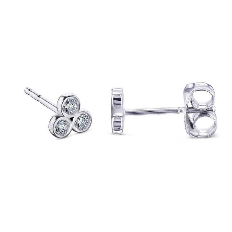 Annello by Kobelli 14k White Gold 1/10 Carat TDW Trinity Diamond Stud Earrings